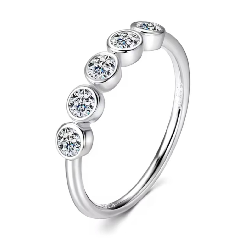 Anello Veretta con Moissanite 0.1ct(3.0 mm)