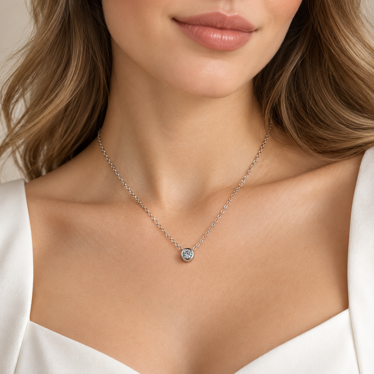 Collana Punto Luce Moissanite 0.3 ct (4.0 mm) Regolabile - immagine 3