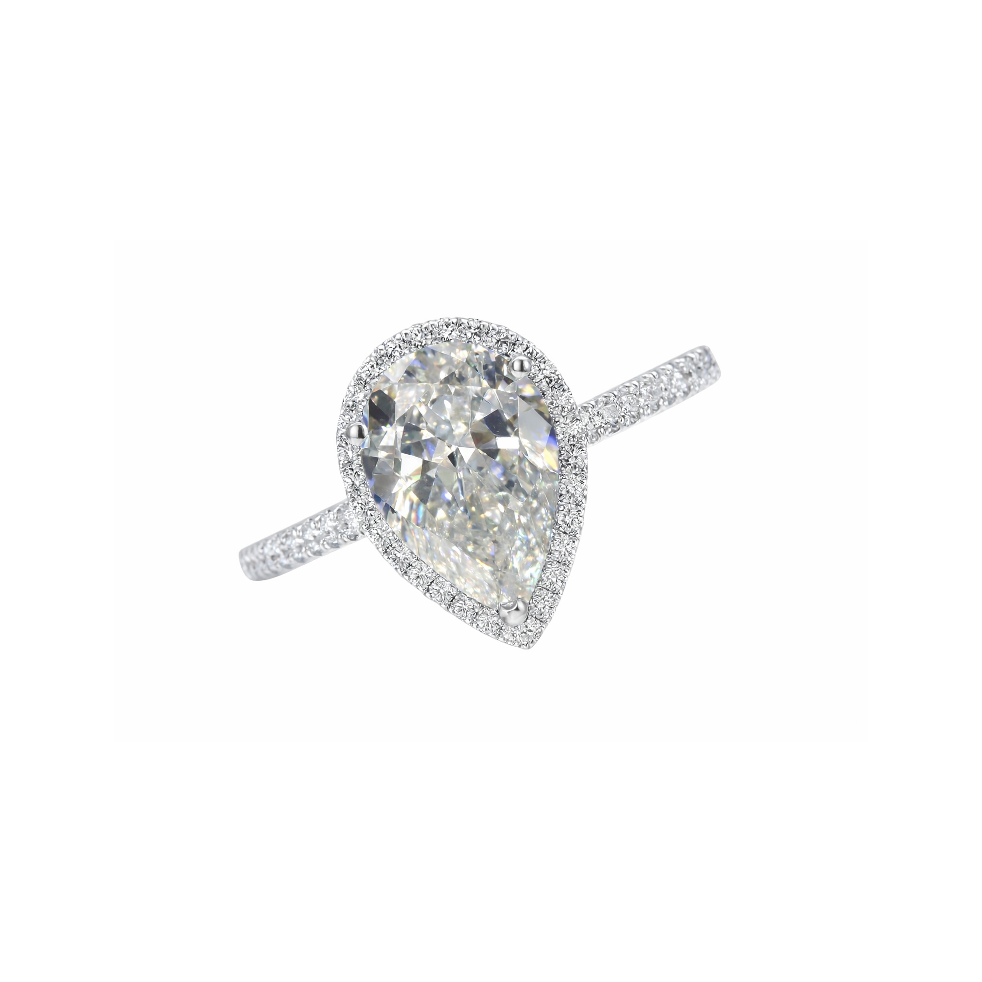 Anello Moissanite Taglio Pera 1 Carati – Argento 925 Placcato Oro Bianco 18K - immagine 6