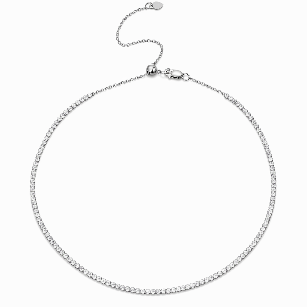 Collana Tennis Regolabile in Argento 925 con Moissanite 2 mm
