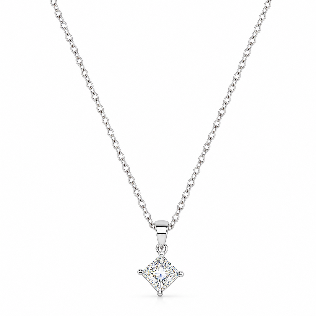 Collana con Moissanite 1 CT – Taglio Princess | Argento 925 - immagine 4