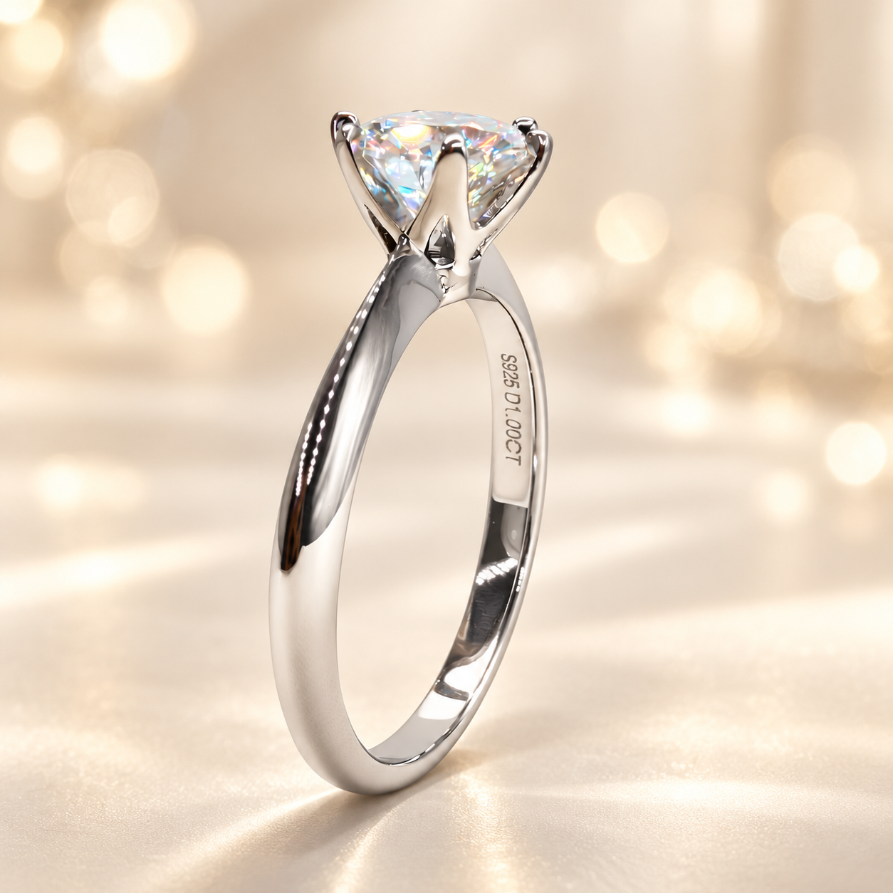 Solitario originale PLF Styling con riflessi naturali della Moissanite