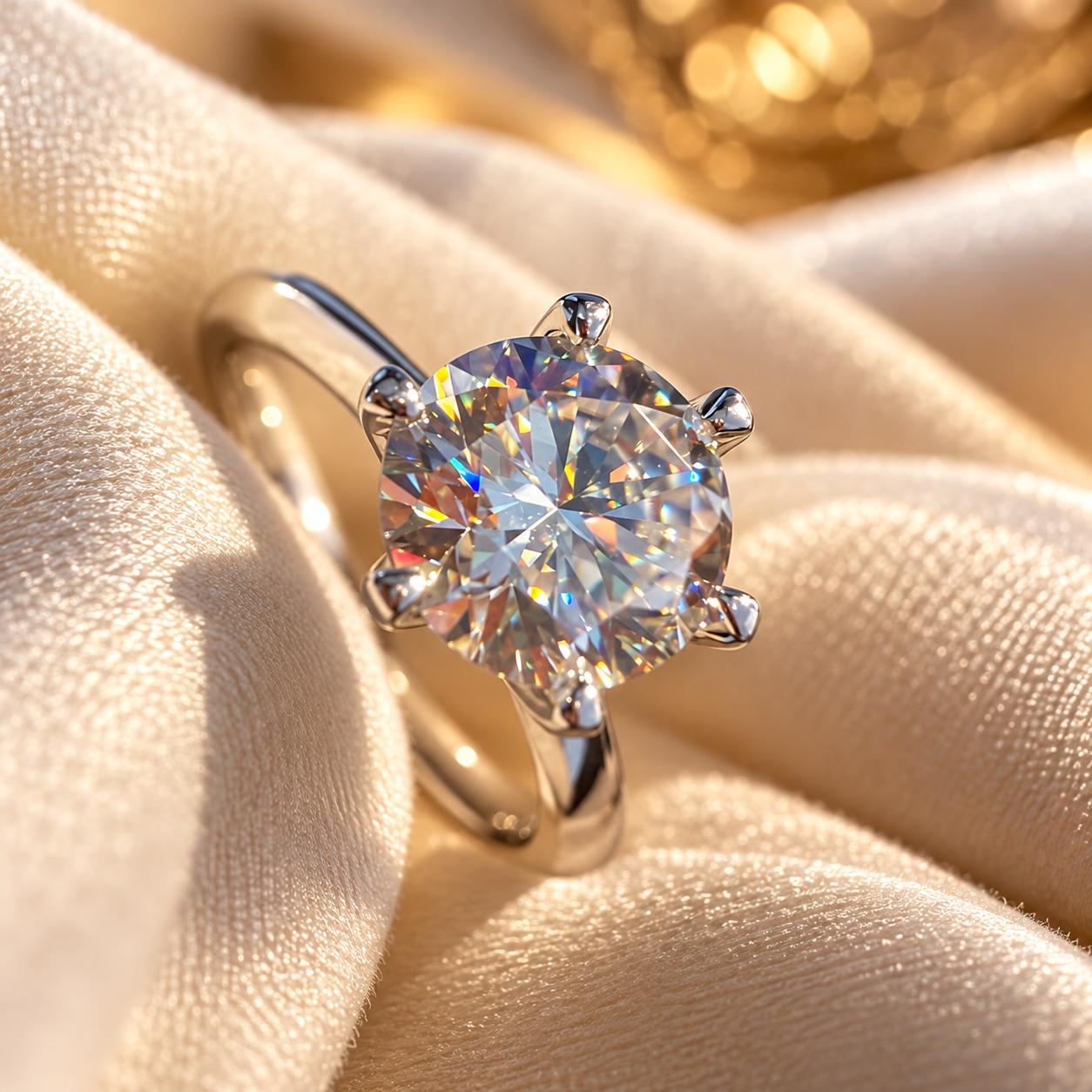 Riflessi della moissanite del solitario da due carati