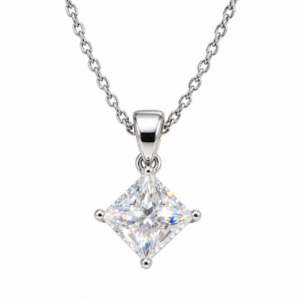 Collana in argento 925 con Moissanite da 1 carato taglio Princess 5 x 5 mm – PLF Styling
