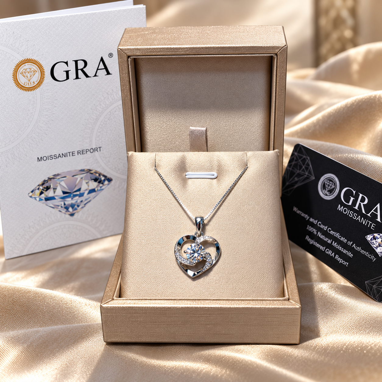Collana Cuore con Moissanite 1 Carato in Argento 925 - immagine 4
