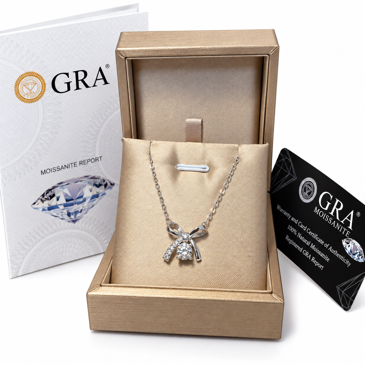 Collana Fiocco Elegance con Moissanite da 1 Carato – Argento 925 - immagine 5