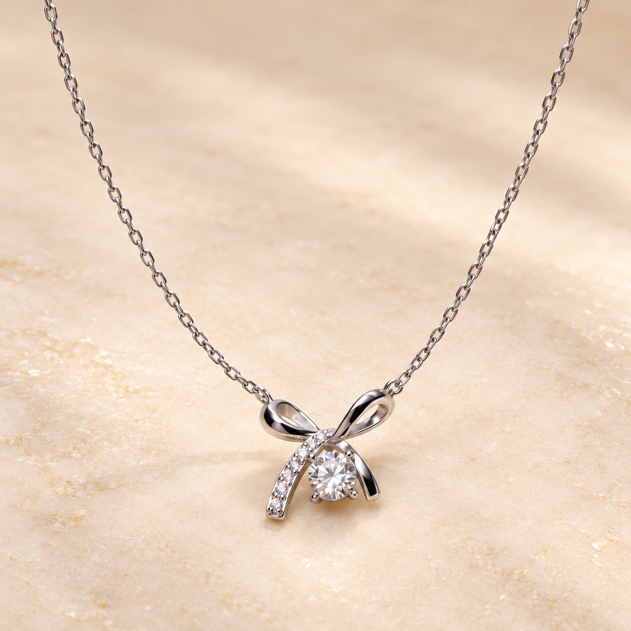 Collana Fiocco Elegance con Moissanite da 1 Carato – Argento 925 - immagine 2