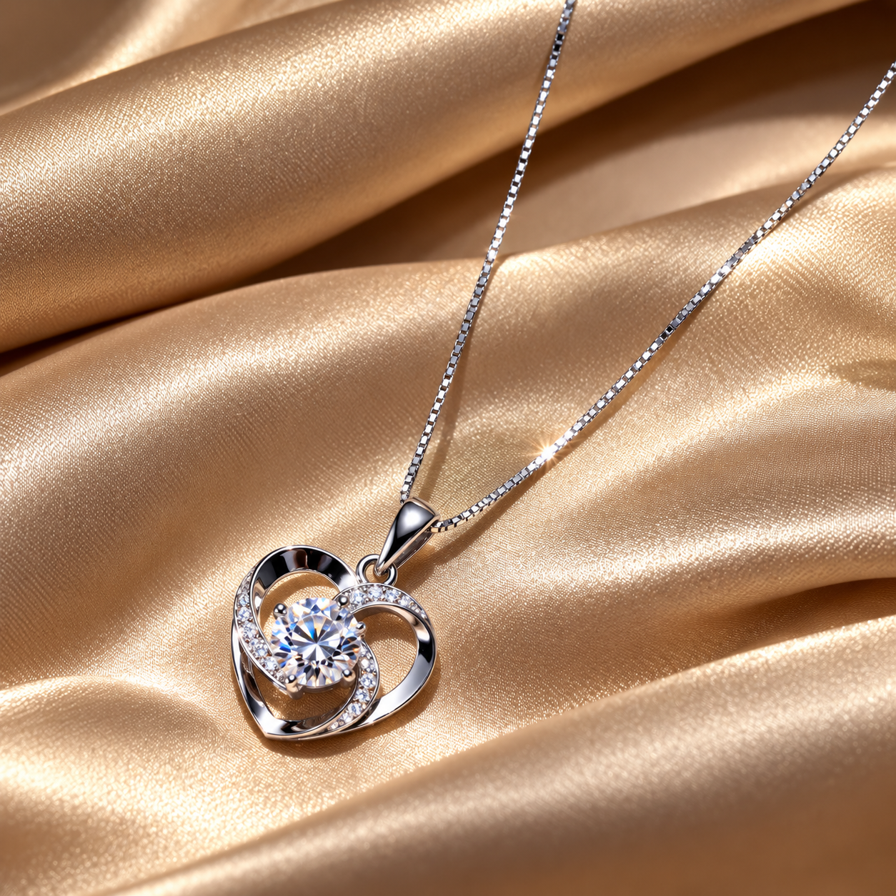 Collana Cuore con Moissanite 1 Carato in Argento 925 - immagine 2