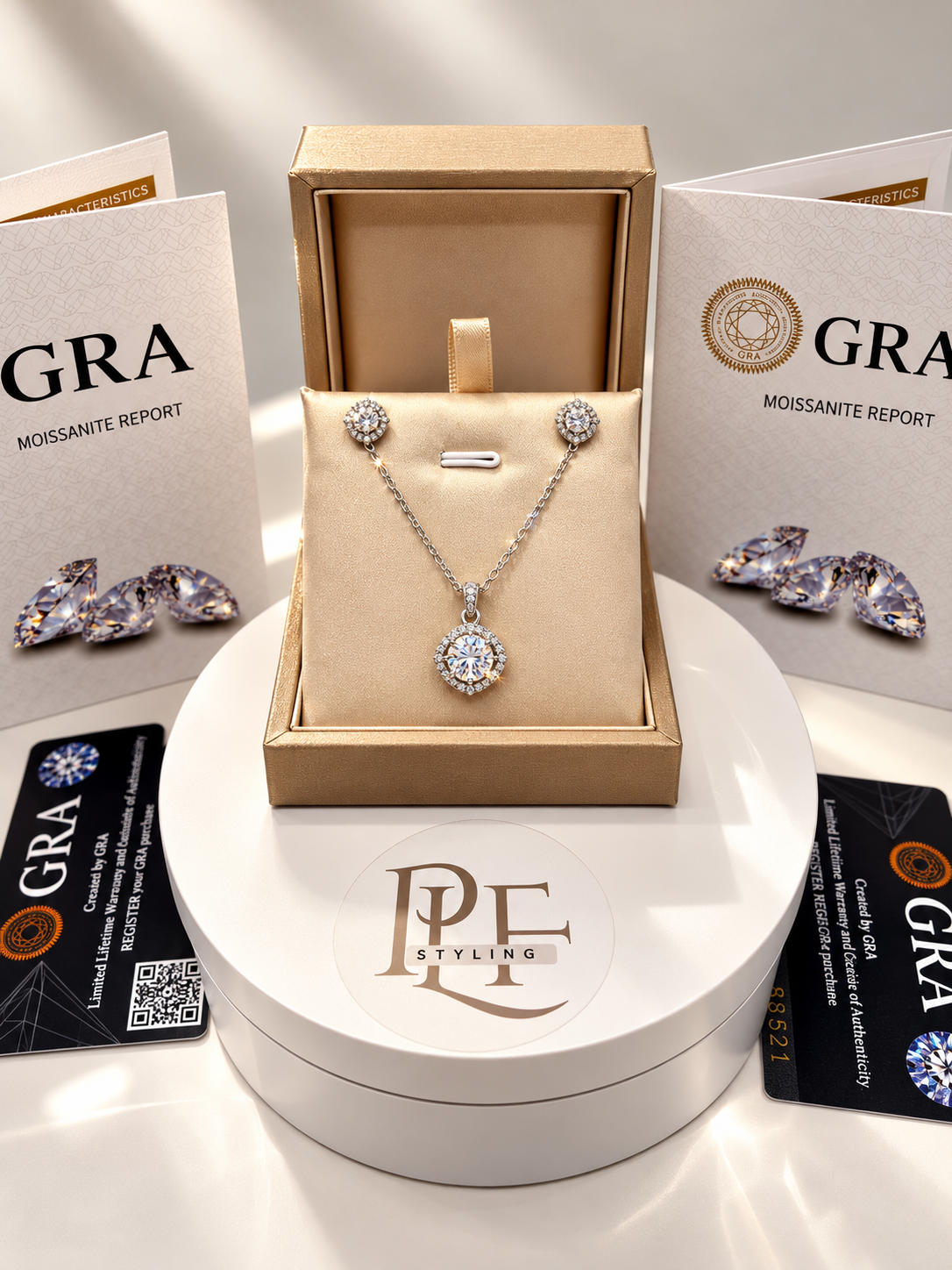Set Halo Moissanite 2 Carati – Collana e Orecchini in Argento 925 - immagine 5