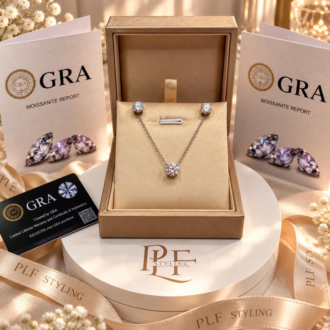 Set collana e orecchini con confezione e certificati PLF Styling